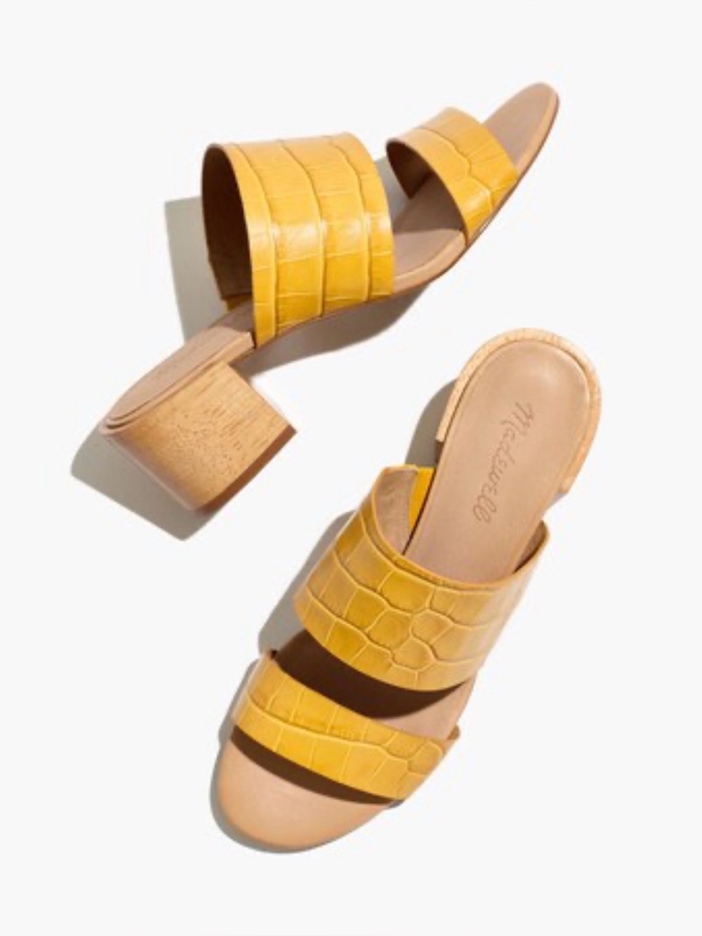 Madewell Kiera Mule Sandal in Cumin Croc Embossed Leather Size 9-1/2